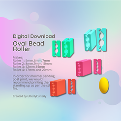 Cover-7.png Ovaler Kreis Polymer Clay Bead Roller STL - 4 Walzen, 10 verschiedene Größen- STL Digital File Download- Print Yourself Digital File