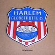 harlen-globetrotters-escudo-equipo-baloncesto.jpg Harlen Globetrotters, shield, badge, logo, poster, sign, 3d printing, players, court, ball, ball
