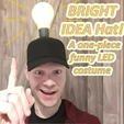 lightbulbHat1.png Bright Idea Easy Costume. LED Lightbulb eureka Moment Hat, Thinking Cap Great as a Single Item Prop Casual Costume for Cosplay Halloween