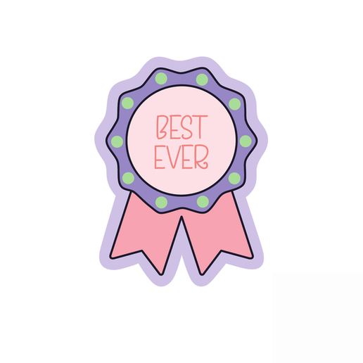 Best Ever Ribbon Cookie Cutter STL – 2 Inch Award Badge 3D Print File