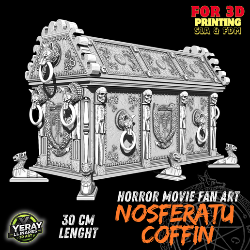 1.png Réplica del Ataúd de Nosferatu (2024): Escultura de pelicula para Impresión SLA y FDM. Ahora archivos optimizados.