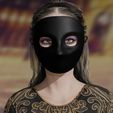 render-of-woman-facing-camera-with-black-perihelion-moretta-mask.jpg Moretta/Servetta Muta - Máscara de mascarada veneciana - Perihelion Prints