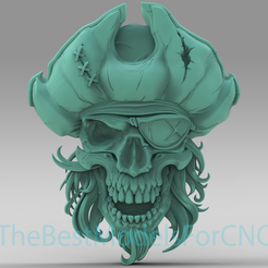 Haunted-Sailor-Skull.png 3D Model STL File for CNC Router Laser & 3D Printer Haunted Sailor Skull