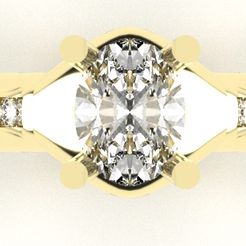 oval-ring-size-six-top.jpg STL file engagement ring size 6 U.S. 8x6 oval stone setting・3D printable design to download