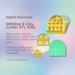 Cover-7.png Fichier 3D Window 6 Clay Cutter - Arch STL Digital File Download- 9 sizes and 2 Cutter Versions・Design pour impression 3D à télécharger