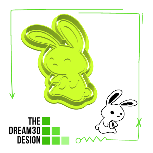BUNNY COOKIE CUTTER DEBOSSER EASTER/ EASTER COOKIE CUTTER AND STAMPER 3D model