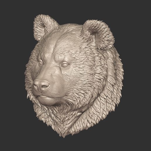 panda head sculpture stl 3d printable model