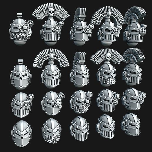 All.jpg Файл 3D Шлемы с железным черепом・3D-печатная модель для загрузки, Red-warden-miniatures