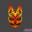 Kitsune_Japanese_Fox_Mask_3dprint_04.jpg Japanese Kitsune Tailed Demon Fox Cosplay Mask 3D Print File