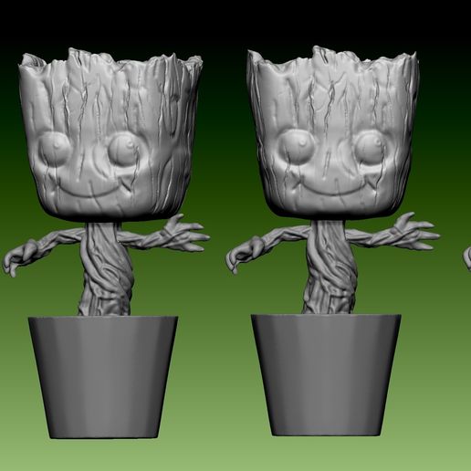 babygrootnocolor.jpg Baby Groot Vase Vase modèle d'impression 3D