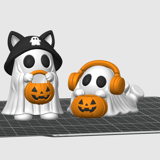 Halloween Ghosts with Pumpkin Buckets – Spooky Trick or Treat Ghost STL & 3MF 3D Print Bundle