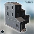 4.jpg Multi-level structure with tiled roofs, protruding wings and arched double entrances (78) - Modern WW2 WW1 World War Diaroma Wargaming RPG Mini Hobby