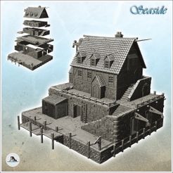 1-PREM.jpg Fichier STL Grand bâtiment médiéval sur plate-forme en pierre avec port (9) - Pirate Jungle Île Plage Piraterie Caraïbes Médiéval Crâne Renaissance・Design pour impression 3D à télécharger