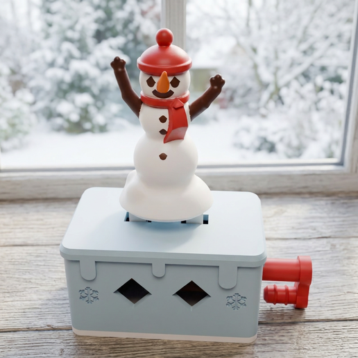 Dancing Snowman Crank Toy, Multicolor Christmas Automaton (STL)