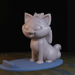 gata.jpg STL file cat marie cell phone holder・3D printing design to download