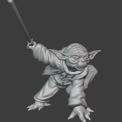 YodaFightingPose1-1_4inch1.jpg Fichier STL Pose de combat de Yoda・Objet pour impression 3D à télécharger, GnarlwoodForgeMinis