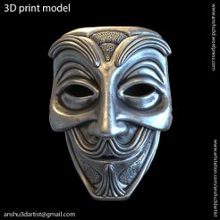 Face_mask_vol1_pendant_K1.jpg 3D-Datei Gesichtsmaske vol1 Anhänger・Modell für 3D-Drucker zum Herunterladen