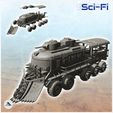 1-PREM.jpg Post-apo train on wheels with armoured turrets and front shovel (5) - Future Sci-Fi SF Post apocalyptic Tabletop Scifi