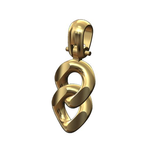 Double chunky cuban link pendant with bail 3D print model 3D model