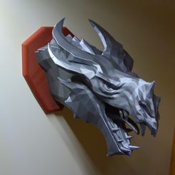 DSC_4511.JPG Free STL file Skyrim Elder Dragon wall Trophy・3D print model to download