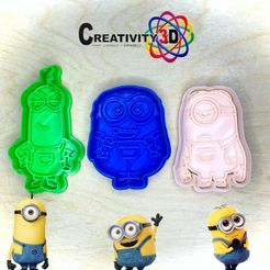 297530436_608164167583589_8479568784521688755_n.jpg STL file 3 MINIONS COOKIE CUTTERS・3D printing template to download, YukoShop