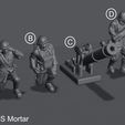 28mm US Mortar WW1 US Squad - Wargame - 28mm - Files Pre-supported