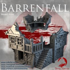 WWW. cUlts3d. compet i wuww.instagram.com/darm@recithas wwwW.facebook.com/darkrealmsfors 2 WwWwW.patreon.com/darkrealms = > DARICTREALWS Archivo 3D Dark Realms - Barrenfall - Casa 2 Ruinas・Plan de impresora 3D para descargar