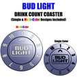004-DESIGNS.png BUD LIGHT Drink Count Untersetzer (Einfach+Mehrfarbig)