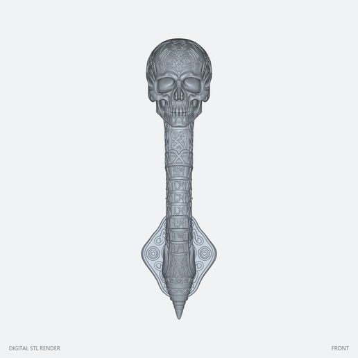 Ornate Skull Handle-Shaped Wall Ornament – STL for 3D Printing