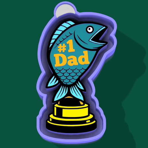 👑🎣 Dad – 1st Place Fishing Trophy – Freshie, Keychain & Resin Mold - 3D model önizlemesi