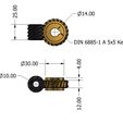 CD30-Hole-TD.jpg Worm Gear - Center D. 30 mm - Ratio   45 & 50 - Worm with Hole