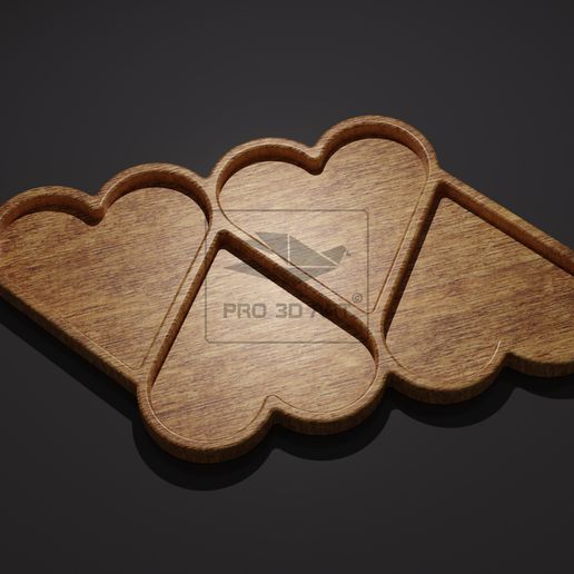 4 Hearts Tray - CNC Files for Wood (svg, dxf, eps, ai, pdf, STL) 3D model