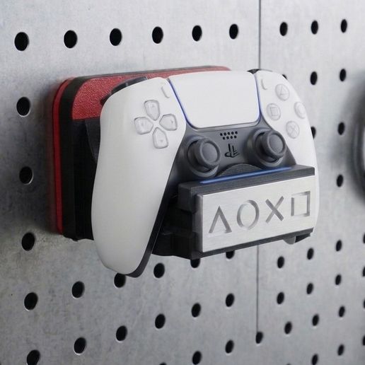 Modular PS5 DualSense Controller Wall Holder – Pegboard & IKEA SKÅDIS – Swappable Name Plate