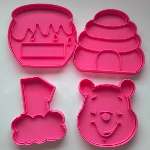 Kit cortante de galletas winnie pooh miel panal cookie cutter 3D model