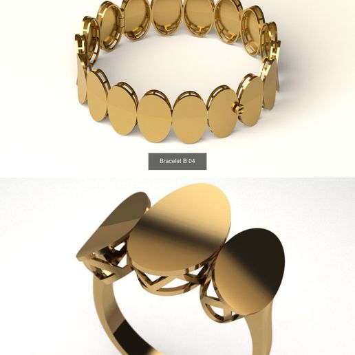 Set collection ring and bracelet 3D model