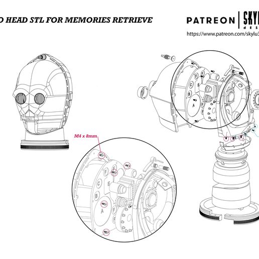 🤖 C3PO Memories Retrieve Head Life size STL 3D print model・ STL File ...