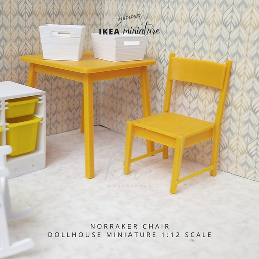 As! OK IAS (i (hi , NAANANAY a lala A | - NORRAKER CHAIR DOLLHOUSE MINIATURE 1:12 SCALE STL file MINIATURE IKEA-INSPIRED NORRAKER CHAIR FOR 1:12 DOLLHOUSE・Template to download and 3D print, RAIN