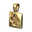 Diamond-cluster-clover-Square-14x14mm-cushion-pendant-charm-03.jpg Square cushion trébol diamante racimo colgante encanto con fianza modelo de impresión 3D