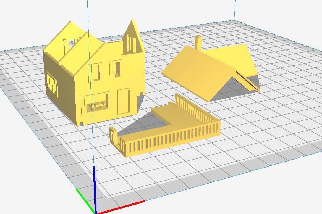 STL Pieces.JPG Fichier 3D PREMIUM N Scale Rural Town Petite maison (#2 sur 7)・Modèle à télécharger et à imprimer en 3D, MFouillard