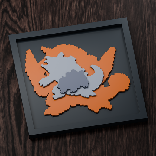 Rhyperior Line - Pokemon Silhouette Frame | Gen 5 sprite style | STL