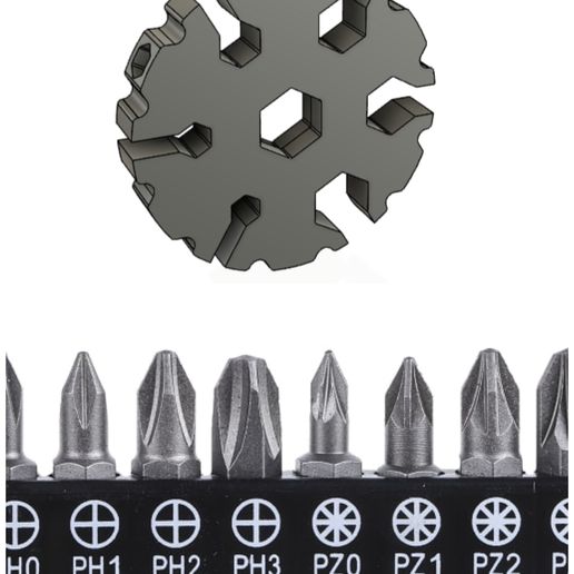 PicsArt_03-18-12.35.54.jpg Download free STL file V2 SNOWFLAKE-WITH Sets of screwdriver bits (heads, tips ) [UPDATE] • 3D printable model, Gharianyy