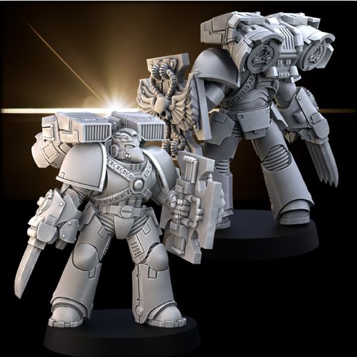 Assault-Marine-presentation-03.jpg 3D file First Line Attack Troopers - Truescale・Model to download and 3D print, kodopitharos