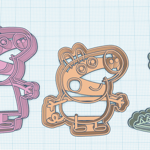 Peppa Pig, George Pigo & Dino Cookie Cutters - 3D model önizlemesi