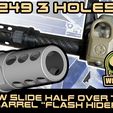 UnW-over-HALF-the-barrel-flash-hider-M249-3-holes.jpg UNW M249 3holes slide over Half the barrel “flash hider” for paintball