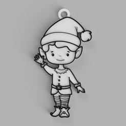 tinker.png Elfe saluant le Père Noël , porte-clés - pendentif - boucle d'oreille