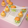 Sushi_Render_2.png Board Game Tic Tac Toe Sushi Chibi Set - Print in Place