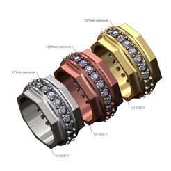 Hexa-eternity-3mm-diamond-band-size7-8-9-00.jpg STL file Hexagonal eternity diamond band US sizes 7 8 9 3D print model・3D printer model to download