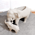 elephant-with-calf-planter.png Elephant with calf planter pot flower vase 3d print STL file