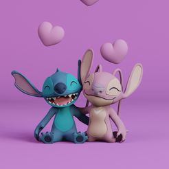 AngelStitch-Sentados-Render.jpg Fichier STL Stitch et Angel・Modèle pour imprimante 3D à télécharger