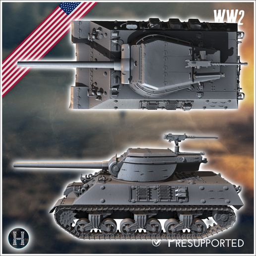 5.jpg M36B2 Jackson Tank Destroyer (combat damaged version) - USA US Army Western Front Normandy Africa Bulge WWII D-Day